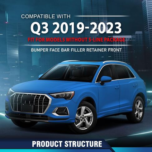 حامل حشو شريط الوجه للمصد الأمامي PIT66 متوافق مع Audi Q3 2019-2023، مناسب للطرز التي لا تحتوي على حزمة S-Line 83A807663GRU، AU1087105 أسود PP in Kuwait