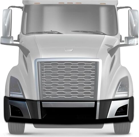 KOZAK Bumper Set with Fog Light Holes and Chrome Trim, Bumper Air Flow Deflector Set Compatible with Volvo VNL 2018+ Includes Logo, License Plate Frame, 2x 22" Windshield Wipers, and Safety Vest in Saudi Arabia