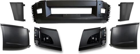 KOZAK Bumper Set with Fog Light Holes and Chrome Trim, Bumper Air Flow Deflector Set Compatible with Volvo VNL 2018+ Includes Logo, License Plate Frame, 2x 22" Windshield Wipers, and Safety Vest in Saudi Arabia