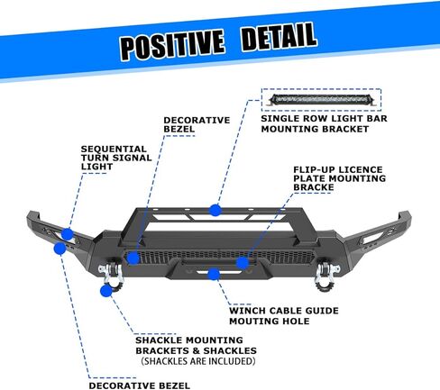 المصد الأمامي من الجيل الثالث من ROXX لسيارة Toyota Tacoma 2016-2023، مصد فولاذي بأجنحة جانبية وقضيب الثور، مصد زاحف الصخور مع لوحة ونش وحوامل شريط إضاءة LED وحلقة على شكل حرف D ولوحة ترخيص in Kuwait