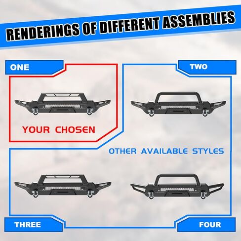 المصد الأمامي من الجيل الثالث من ROXX لسيارة Toyota Tacoma 2016-2023، مصد فولاذي بأجنحة جانبية وقضيب الثور، مصد زاحف الصخور مع لوحة ونش وحوامل شريط إضاءة LED وحلقة على شكل حرف D ولوحة ترخيص in Kuwait