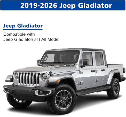 مصدات خلفية SUNPIE مع فتحات لوحة الترخيص وفتحات المستشعر المتوافقة مع Jeep Gladiator(JT) 2019-2026، مصد زاحف الصخور الأسود المزخرف مع حلقات D وLED للشاحنة in Kuwait