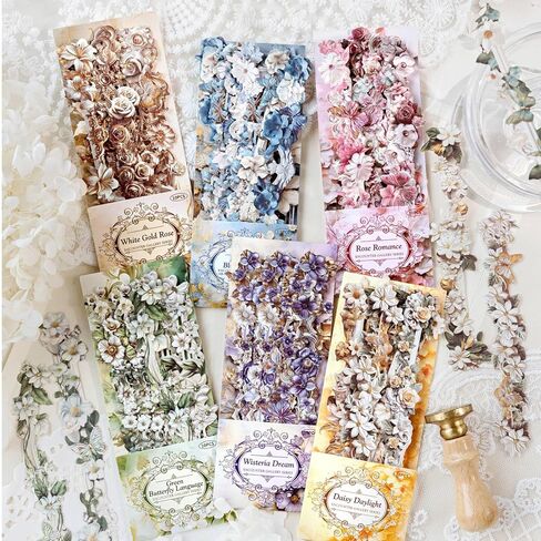 60PCS Scrapbook Paper Stickers, Aesthetic Flower Frame Cutout Scrapbook Supplies, Self Adhesive Decorative Paper Retro European Border Stickers for Journaling Supplies in Saudi Arabia