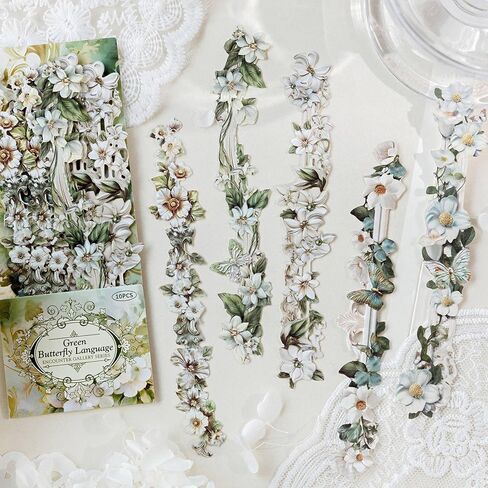 60PCS Scrapbook Paper Stickers, Aesthetic Flower Frame Cutout Scrapbook Supplies, Self Adhesive Decorative Paper Retro European Border Stickers for Journaling Supplies in Saudi Arabia