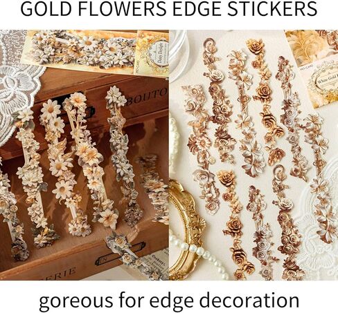 60PCS Scrapbook Paper Stickers, Aesthetic Flower Frame Cutout Scrapbook Supplies, Self Adhesive Decorative Paper Retro European Border Stickers for Journaling Supplies in Saudi Arabia
