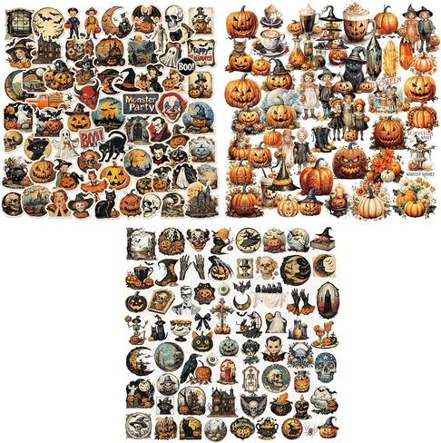 Halloween Theme Stickers Vintage Journaling Pack Horror Ghost Dark Art Aesthetic Clown Goth Vampire Witchy Apothecary Mystical Witch Elements for Adults Scrapbooking Decal (1, Creepy Vellum) in Kuwait
