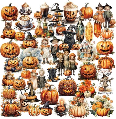 Halloween Theme Stickers Vintage Journaling Pack Horror Ghost Dark Art Aesthetic Clown Goth Vampire Witchy Apothecary Mystical Witch Elements for Adults Scrapbooking Decal (1, Creepy Vellum) in Saudi Arabia