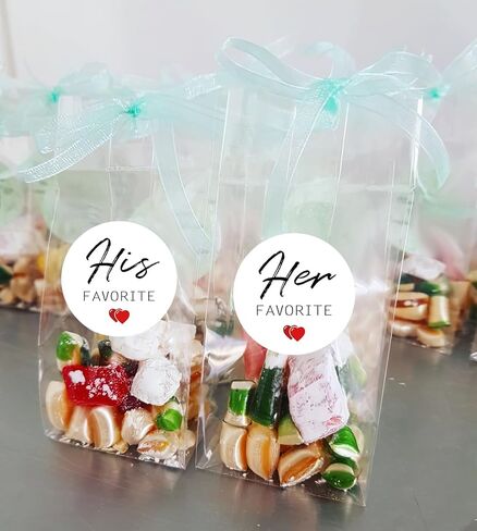 200Pcs Wedding Favor Stickers - His & Hers Candy Bag Seals for Bridal Shower, Wedding Favors, Treat Bags - Romantic Couple Stickers for Candy Wrappers, Party Decor in Saudi Arabia