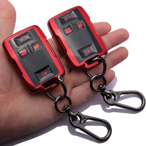2 PCS for GMC Chevy Key Fob Cover with Keychain Protector Fit for 2014 2015 2016 2017 2018 2019 2020 2021 Sierra,Canyon,Colorado,Yukon,Chevy Silverado 1500/2500HD/3500HD Accessories in Saudi Arabia