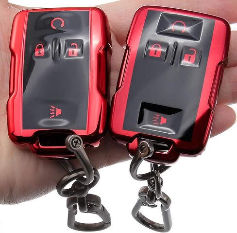 2 PCS for GMC Chevy Key Fob Cover with Keychain Protector Fit for 2014 2015 2016 2017 2018 2019 2020 2021 Sierra,Canyon,Colorado,Yukon,Chevy Silverado 1500/2500HD/3500HD Accessories in Saudi Arabia