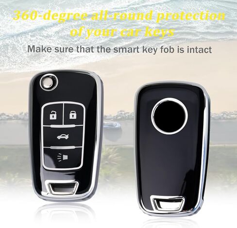 WJS Key Fob Cover, Car Key Case Shell Protector Compatible with 2010-2021 Chevy Cruze Equinox Camaro Impala Malibu Sonic; Buick Regal Verano Encore Lacrosse; GMC Terrain (Black) in Saudi Arabia