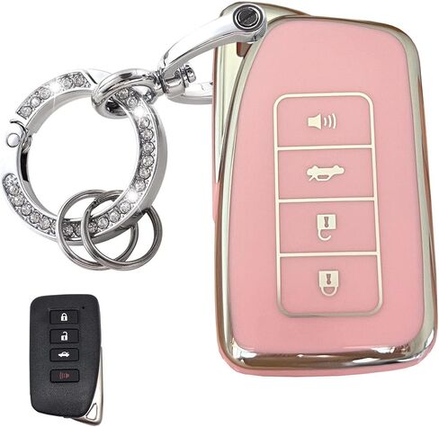 Keyless Entry Systems Key for Lexus Key Fob Cover Shell with Keychain Fit for Lexus RX ES GS LS NX RS GX LX RC LC (Gold-Pink) in Kuwait