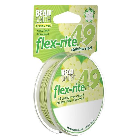 Beadsmith Flex-rite 49 Strand Beading Wire - Metallic Satin Gold - .014" 30 ft (.018 inches, Metallic Satin Gold) in Kuwait