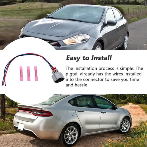 3-Pin Turn Signal Lights Connector Wiring Pigtail Plug Harness Compatible with Dodge Dart 2013-2016 1.4L/2.0L/2.4L, Replace for 68081389AL in Saudi Arabia