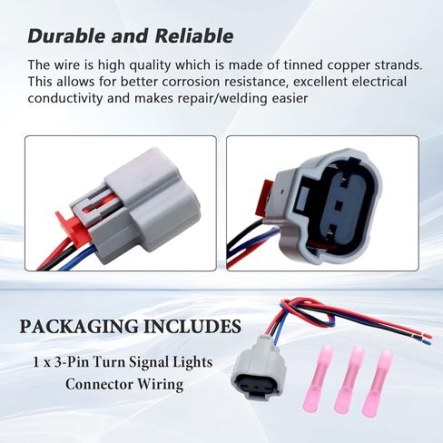 3-Pin Turn Signal Lights Connector Wiring Pigtail Plug Harness Compatible with Dodge Dart 2013-2016 1.4L/2.0L/2.4L, Replace for 68081389AL in Saudi Arabia