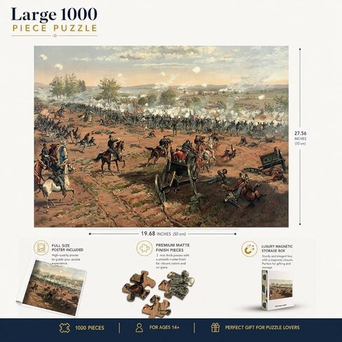 1000 piece Jigsaw Puzzle | Battle of Gettysburg by Thure de Thulstrup, 1887. Shows Major General Winfield S. Hancock Riding Along the Union | Gettysburg Civil war Puzzle in Saudi Arabia
