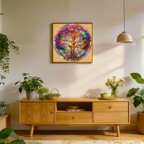Round Jigsaw Puzzle for Adults - 1000 Piece Tree of Life Challenge - Vibrant Gradient Mandala Art, 26.5in Circular Brain Teaser, Stress Relief Home Decor & Unique Birthday Gift in Saudi Arabia