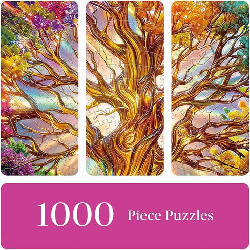 Round Jigsaw Puzzle for Adults - 1000 Piece Tree of Life Challenge - Vibrant Gradient Mandala Art, 26.5in Circular Brain Teaser, Stress Relief Home Decor & Unique Birthday Gift in Saudi Arabia