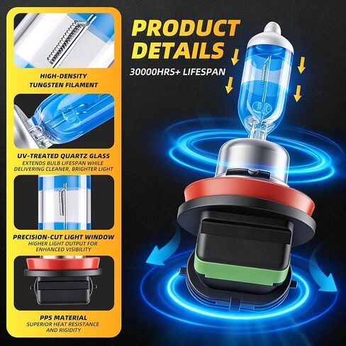 High Beam Low Beam Fit For Nissan Quest 2004 2005 2006 2007 2008 2009 Halogen Headlight Bulb Replacement, White Light Headlamp Bulb High Performance, 4 Pcs in Kuwait