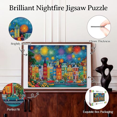 KAAYEE Puzzles for Adults 1000 Pieces, Paper Square Jigsaw Puzzles 1000 Piece, Impossible Hard Difficult Challenging Puzzle for Adults Birthday Home Decor (Brilliant Nightfire) in Saudi Arabia