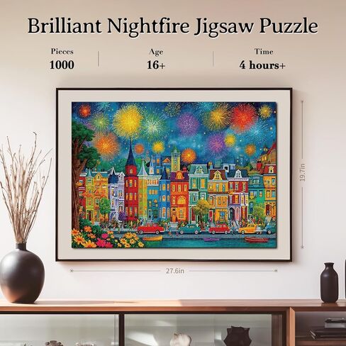 KAAYEE Puzzles for Adults 1000 Pieces, Paper Square Jigsaw Puzzles 1000 Piece, Impossible Hard Difficult Challenging Puzzle for Adults Birthday Home Decor (Brilliant Nightfire) in Saudi Arabia