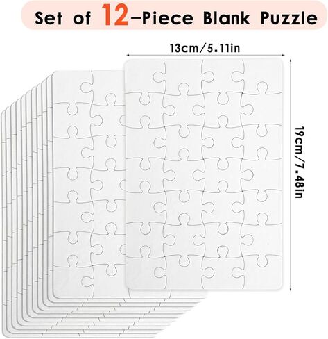 SULOLI Blank Puzzle, Blank Jigsaw Puzzles to Draw on White Puzzles for DIY Projects(12 Pieces) in Kuwait