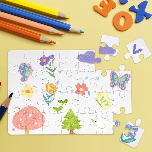 SULOLI Blank Puzzle, Blank Jigsaw Puzzles to Draw on White Puzzles for DIY Projects(12 Pieces) in Kuwait