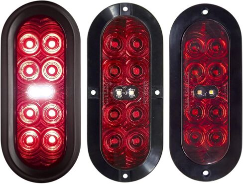 Tecniq T70RW0A1 ضوء إيقاف/دوران/ذيل/عكسي، 6 بوصات بيضاوية، عدسة حمراء، حامل بحلقة معدنية، موصل أمبير، سلسلة T70 in Kuwait