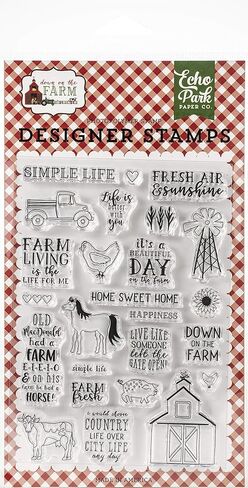 ختم مجموعة Echo Park Paper Company Down On The Farm، أخضر/أزرق/أحمر/أصفر/أخضر in Kuwait
