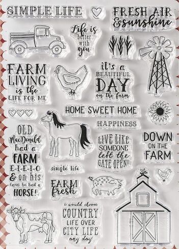 ختم مجموعة Echo Park Paper Company Down On The Farm، أخضر/أزرق/أحمر/أصفر/أخضر in Kuwait