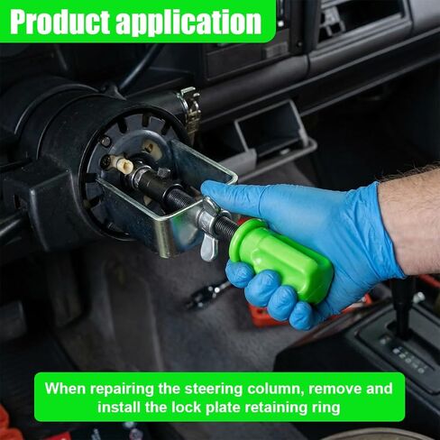 Car Steering Wheel Lock Plate Remover, Automotive Lock Plate Snap Rings Repair Kit with 9/16''-18 Reversible Adapter, Vehicle Installer Removal Tool for Vehicle Steering Columns (Silver) in Saudi Arabia