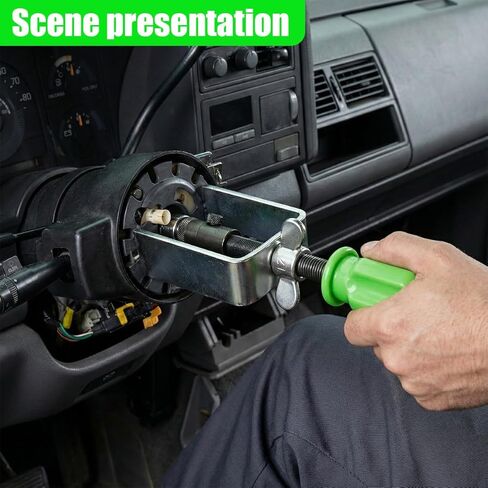 Car Steering Wheel Lock Plate Remover, Automotive Lock Plate Snap Rings Repair Kit with 9/16''-18 Reversible Adapter, Vehicle Installer Removal Tool for Vehicle Steering Columns (Silver) in Saudi Arabia