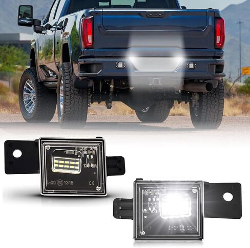 LED License Plate Lights for 2014-2023 Silverado & Sierra 1500 2500HD 3500HD Pickup Truck, for Colorado & Canyon 2015-2022, White 6000K Tag Light Assembly, Clear Lens, 2PCS in Saudi Arabia