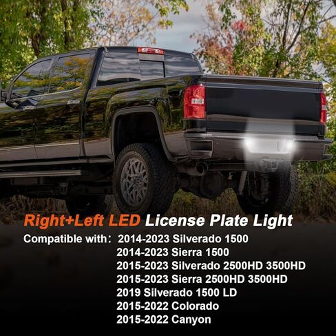 LED License Plate Lights for 2014-2023 Silverado & Sierra 1500 2500HD 3500HD Pickup Truck, for Colorado & Canyon 2015-2022, White 6000K Tag Light Assembly, Clear Lens, 2PCS in Saudi Arabia
