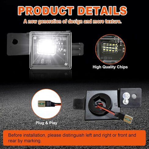 LED License Plate Lights for 2014-2023 Silverado & Sierra 1500 2500HD 3500HD Pickup Truck, for Colorado & Canyon 2015-2022, White 6000K Tag Light Assembly, Clear Lens, 2PCS in Saudi Arabia
