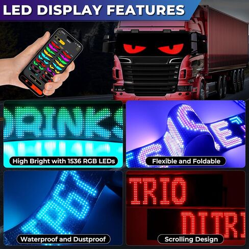 2PCS 23x5in Devil Eye LED Windshield Display,Programmable Dual Panels, App Bluetooth Remote USB, Bright Animated Eyes for Daily and Night Driving, Car Shows, Trucks, Gifts, Tinted Glass in Saudi Arabia