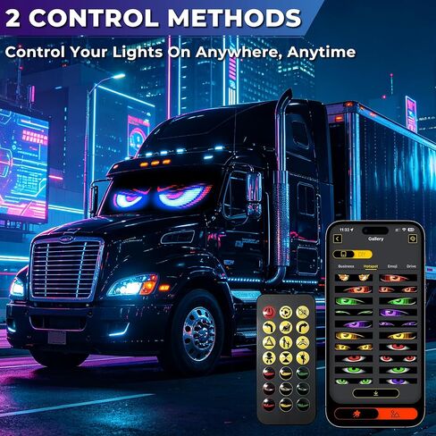 2PCS 23x5in Devil Eye LED Windshield Display,Programmable Dual Panels, App Bluetooth Remote USB, Bright Animated Eyes for Daily and Night Driving, Car Shows, Trucks, Gifts, Tinted Glass in Saudi Arabia