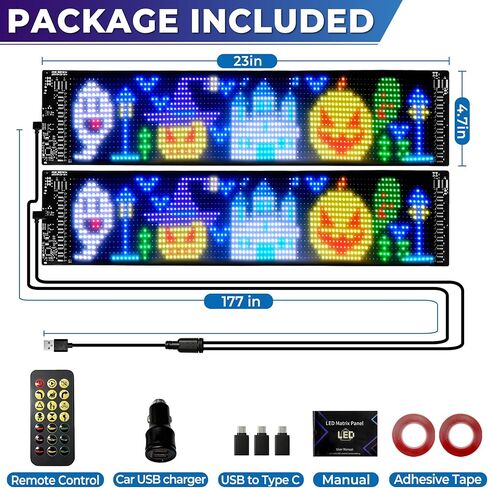 2PCS 23x5in Devil Eye LED Windshield Display,Programmable Dual Panels, App Bluetooth Remote USB, Bright Animated Eyes for Daily and Night Driving, Car Shows, Trucks, Gifts, Tinted Glass in Saudi Arabia