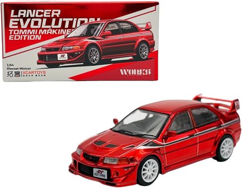 Diecast Collectibles Model Car Compatible with Mitsubishi Lancer Evolution VI TME Tommi Makinen Red Chrome HEC 2026 Event Car Limited Edition By Pop Race x Xcartoys in Kuwait