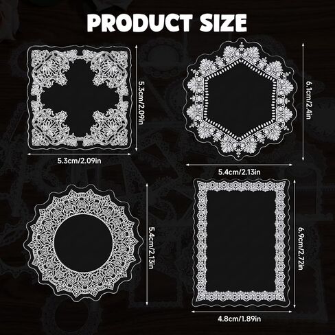 180Pcs Lace Scrapbook Stickers, Vintage PET Transparent Photo Frame Decorative Stickers Coquette Wedding Scrap Book Supplies for Scrapbooking Journaling Wedding Photo Album in Kuwait