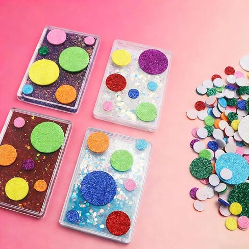 960PCS Glitter Foam Circle Stickers, 10 Vibrant Colors & 3 Sizes Self-Adhesive Round Dot Decals, Wall Foam Stickers for DIY Crafts Scrapbooking Greeting Cards Birthday Festival Party Home Decor in Saudi Arabia