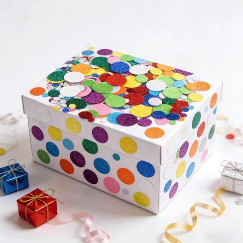 960PCS Glitter Foam Circle Stickers, 10 Vibrant Colors & 3 Sizes Self-Adhesive Round Dot Decals, Wall Foam Stickers for DIY Crafts Scrapbooking Greeting Cards Birthday Festival Party Home Decor in Saudi Arabia