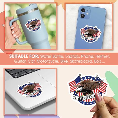 HANDICHI Design 5-Pack 2 Inch USA 250th Anniversary Stickers – Patriotic Flying Eagle & American Flag “250 Years of Freedom" Vinyl Decals 1776-2026 for Cars, Laptops & Scrapbooks in Saudi Arabia