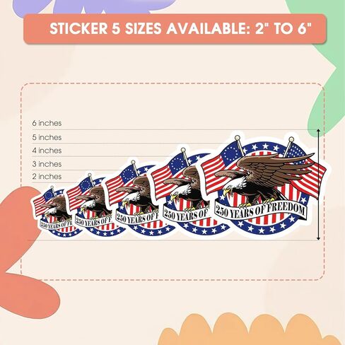 HANDICHI Design 5-Pack 2 Inch USA 250th Anniversary Stickers – Patriotic Flying Eagle & American Flag “250 Years of Freedom" Vinyl Decals 1776-2026 for Cars, Laptops & Scrapbooks in Saudi Arabia