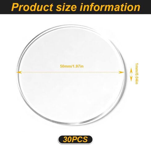 30 Piece Set of 50mm Transparent Circular Acrylic Discs, Made of High Transparency Material that is Smooth and Flat, Suitable for Hand Drawn Graffiti, DIY Decoration, and Handmade Production. in Saudi Arabia