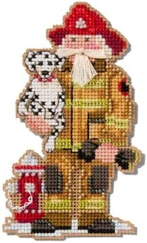 Mill Hill First Responder Santa Set (2025)! Set of 3 Beaded Cross Stitch Kits Including Firefighter, Police Officer and EMT Santas, Plus Decorative 'Needleworker' Sticker in Kuwait