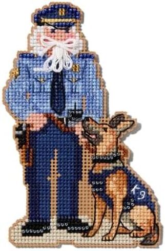 Mill Hill First Responder Santa Set (2025)! Set of 3 Beaded Cross Stitch Kits Including Firefighter, Police Officer and EMT Santas, Plus Decorative 'Needleworker' Sticker in Kuwait
