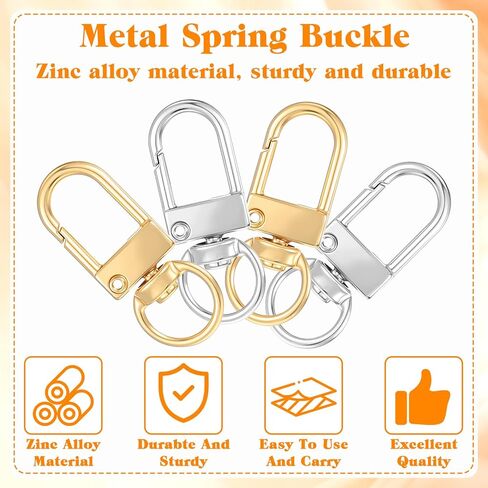 TIESOME Swivel Clasp Hooks, 30 Pcs Metal Lobster Claw Buckles with Key Rings, Swivel Snap Keychain Clip Hooks for Keychains, Lanyards, DIY Crafts, Jewelry Making, Pet Collars (Silver & Light Gold) in Kuwait