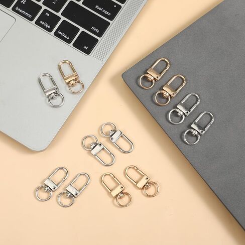 TIESOME Swivel Clasp Hooks, 30 Pcs Metal Lobster Claw Buckles with Key Rings, Swivel Snap Keychain Clip Hooks for Keychains, Lanyards, DIY Crafts, Jewelry Making, Pet Collars (Silver & Light Gold) in Kuwait