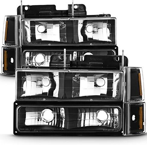 AKKON - For 94-99 GMC Full Size Pickup Truck Suburban Sierra Black Bezel Headlights w/Corner + Bumper Signal Lamps in Kuwait
